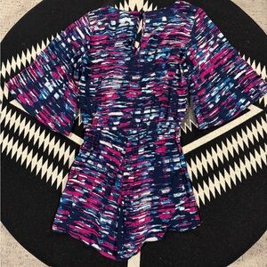 Michael Stars Pink and Blue Graphic Blouse